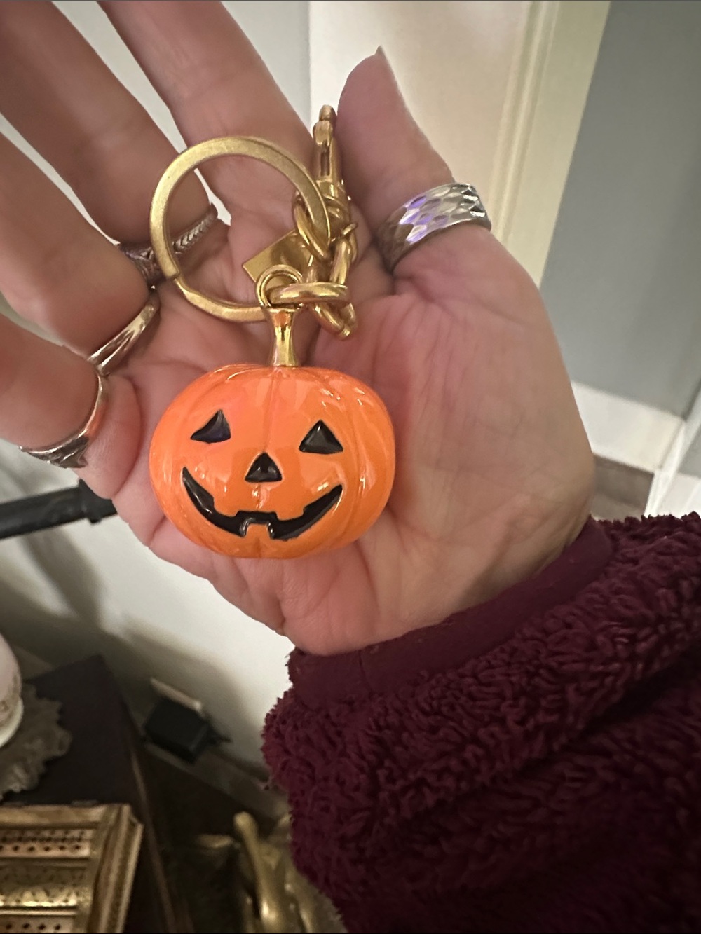 Halloween Pumpkin Jack-O'-Lantern Keychain - Orange